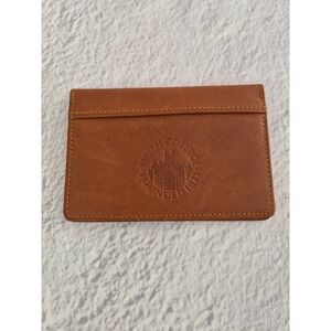 Leeman Genuine Calfskin Leather Card Holder Slim Wallet Smith College Brown